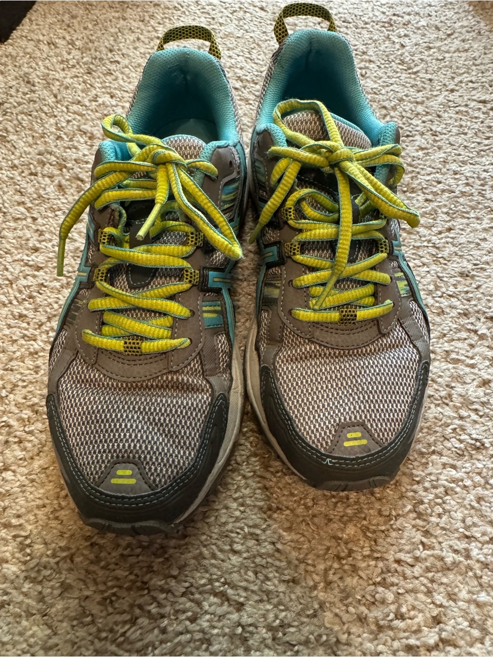 Asics Gray Athletic Running Shoes with Lime Accents